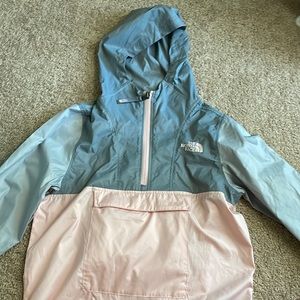 The North Face Girls packable wind jacket pink/gray size 10/12